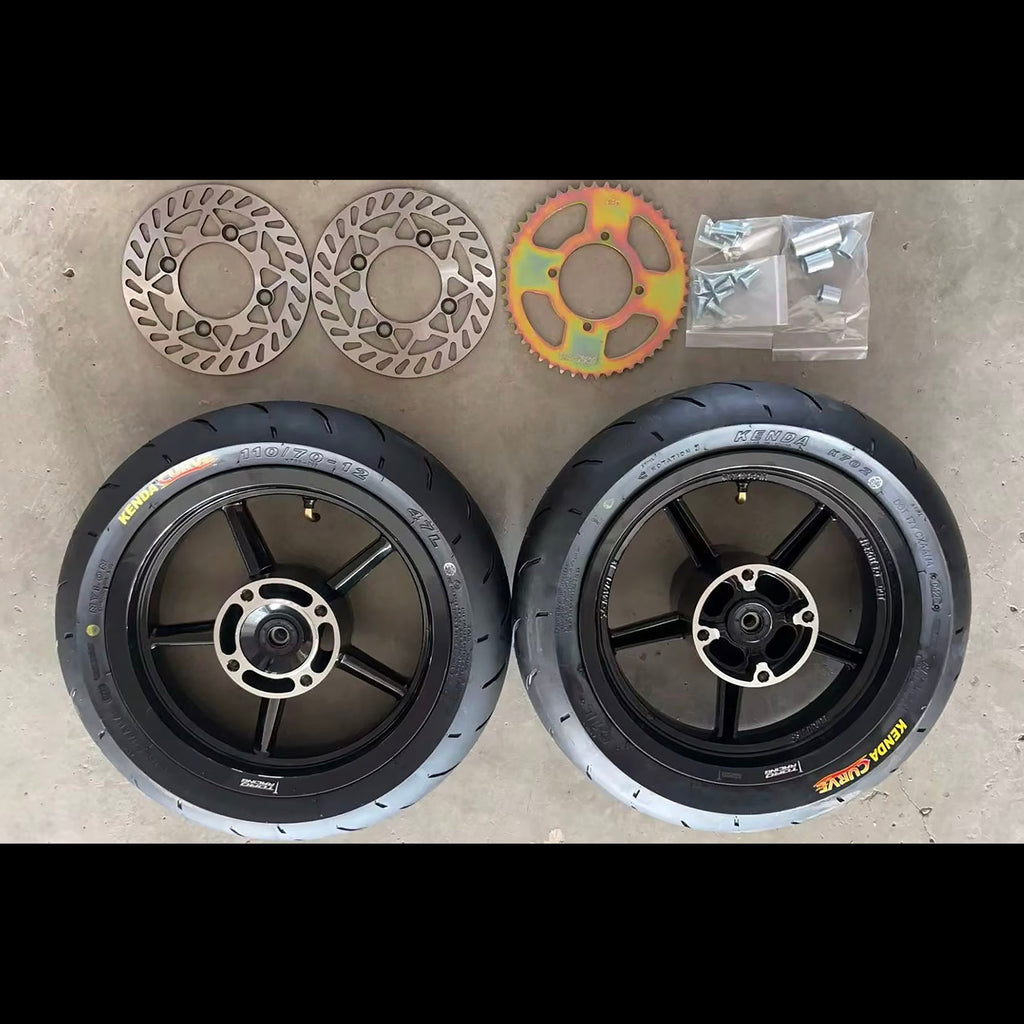 12” Kenda Curve Supermoto Wheel Set for Tuttio & Yozma Rotor And Sprocket