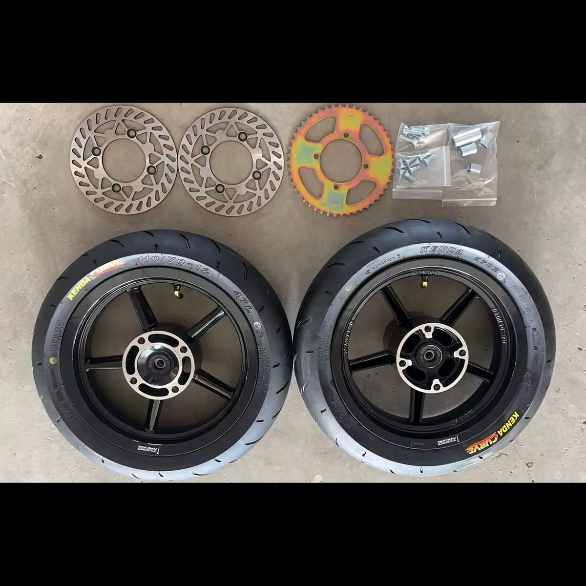 12” Kenda Curve Supermoto Wheel Set for Tuttio & Yozma Rotor And Sprocket