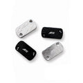 Four rectangular metal hardware pieces with rounded corners arranged on a white background, two silver and two black, each showing a textured honeycomb pattern and the brand name 'AXS'.