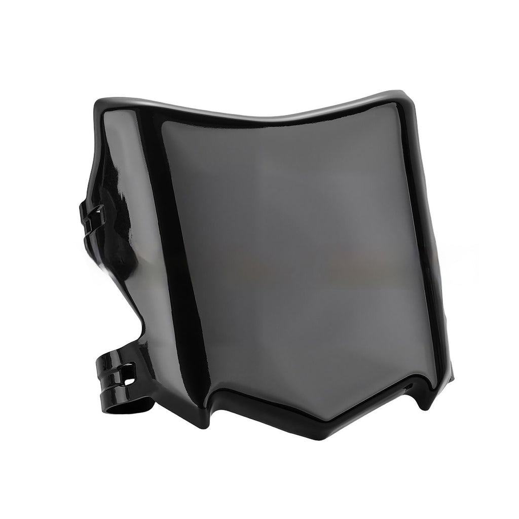 Black motorcycle windshield on a white background