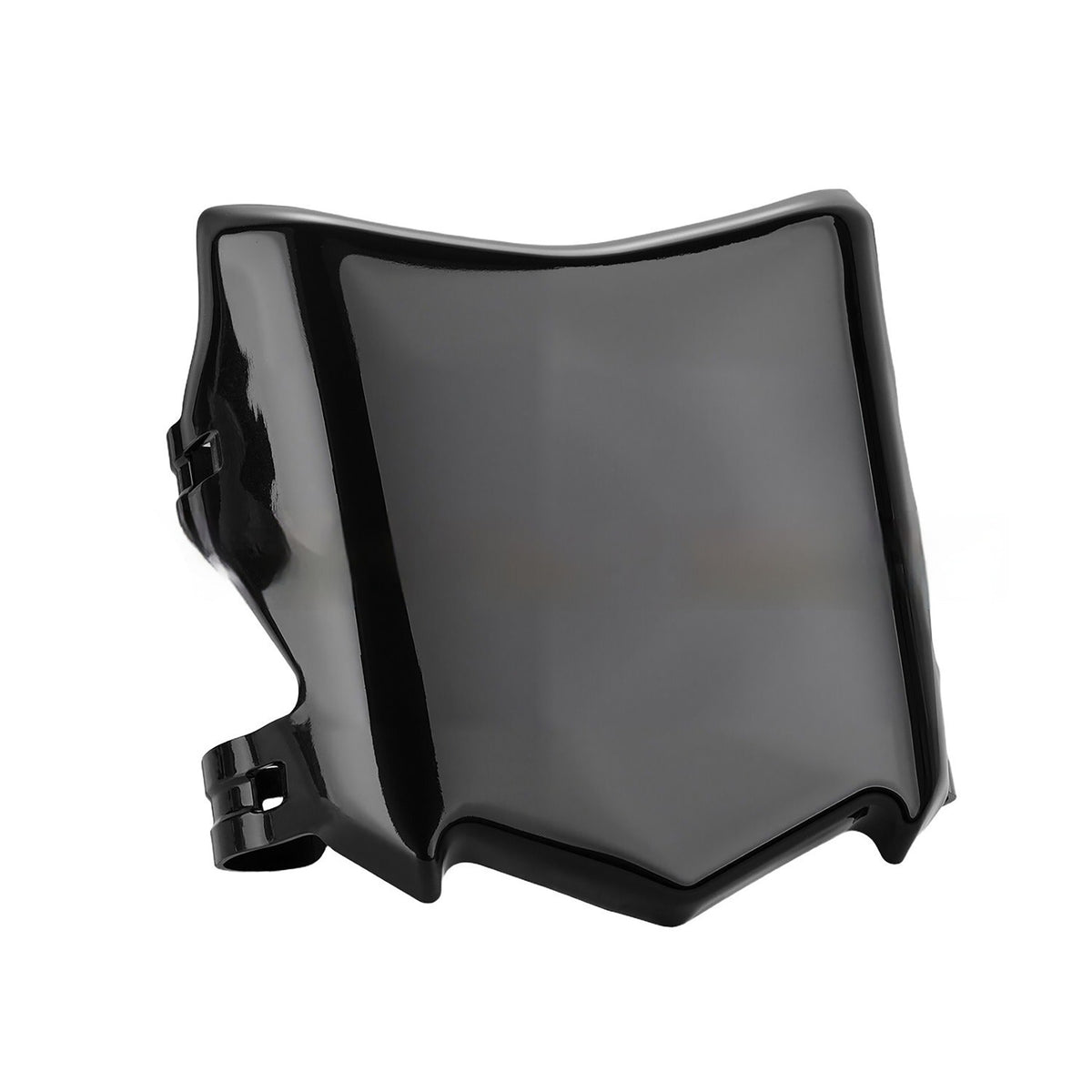 Black motorcycle windshield on a white background
