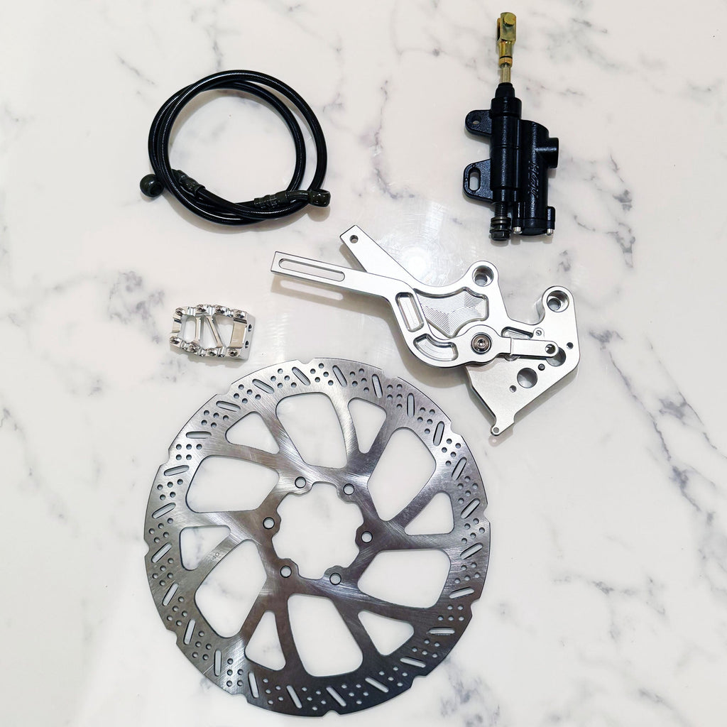 Foot brake kit for Sur-Ron LBX and E-Ride with Ultra Bee caliper - alternate angle