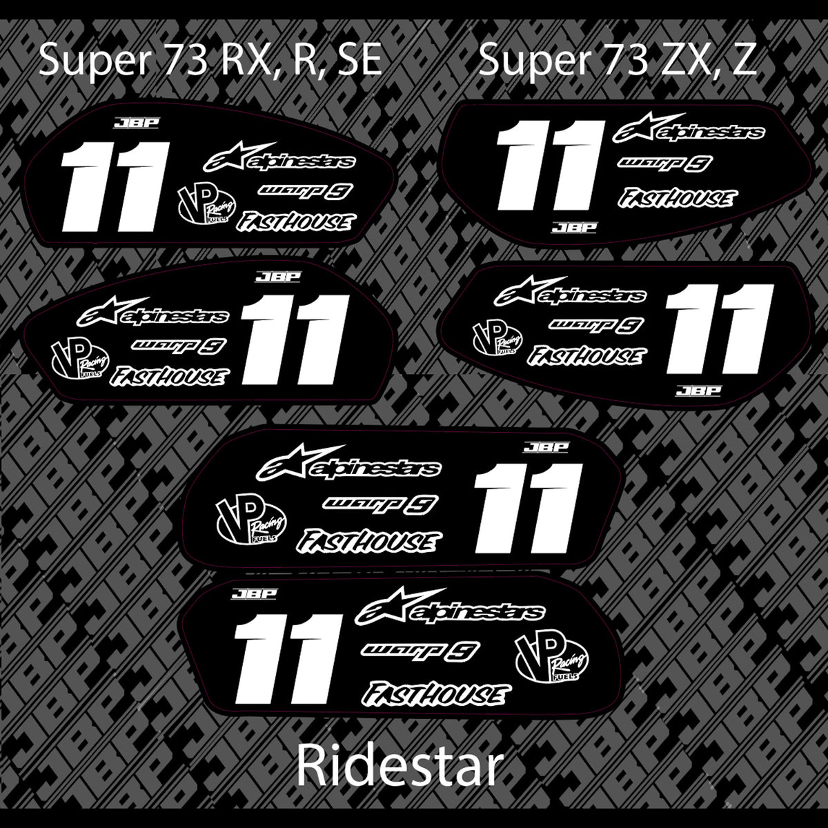 Super 73/Ridestar Battery Decals JBP
