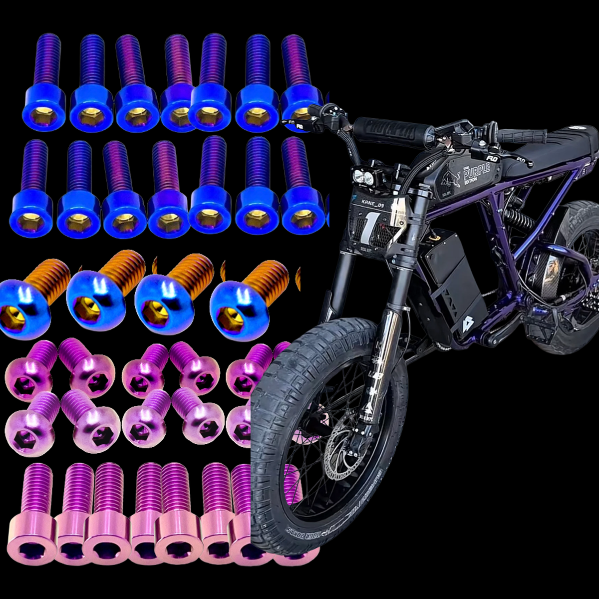 Super73 titanium bolt kit for bar mount, forks and frame