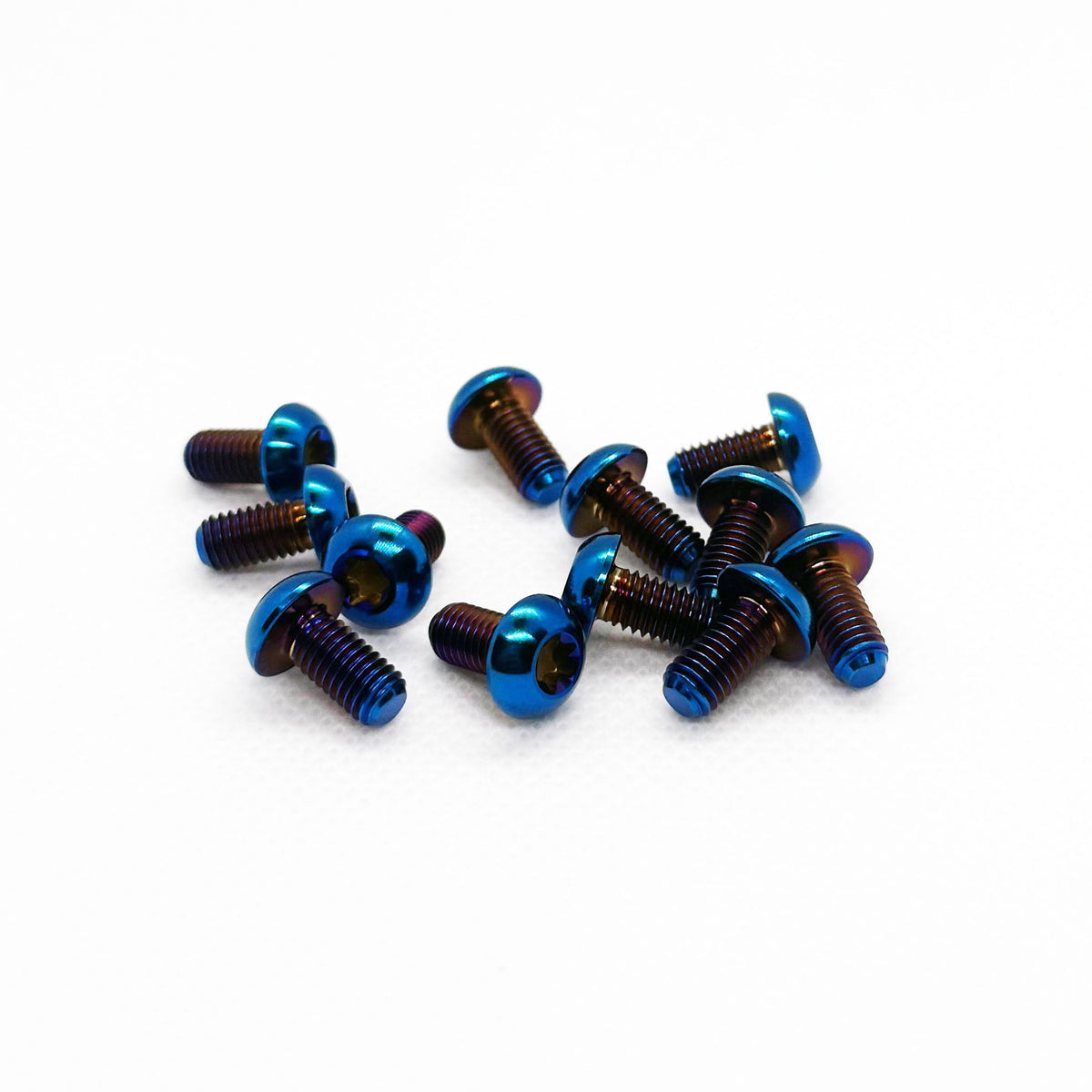 Super73 titanium frame bolt set in burnt blue finish - alternate angle