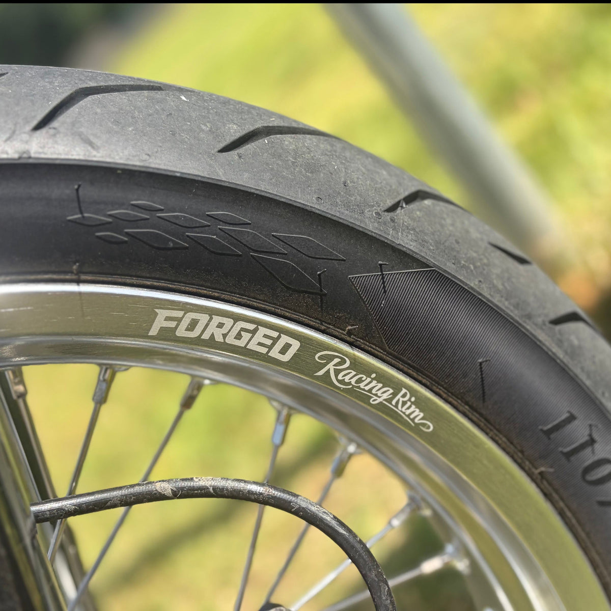 Sur-Ron Ultra Bee 17-inch supermoto wheel set in black and chrome finish - view 8