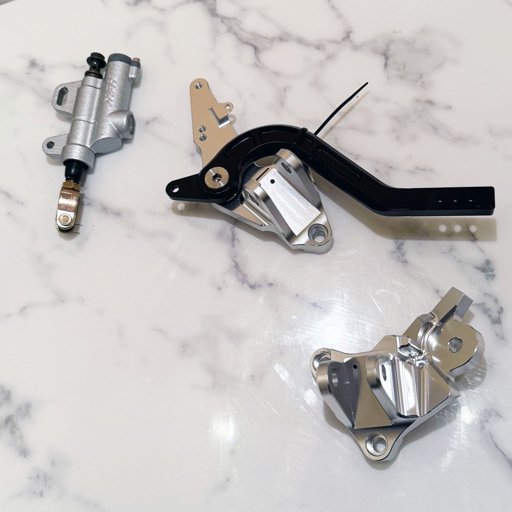 Sur-Ron Ultra Bee footbrake kit V3 with dual caliper option - close-up detail